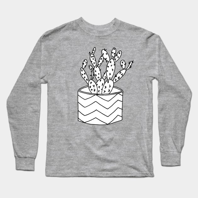 Simple prickly pear cactus Long Sleeve T-Shirt by PlantEngineer